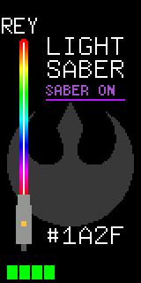 Home screen with a rainbow blade, SABER ON